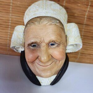 Vintage Bretonne Lady Bossons Chalkware Wall Hanging 3D Wall Art 1982 England